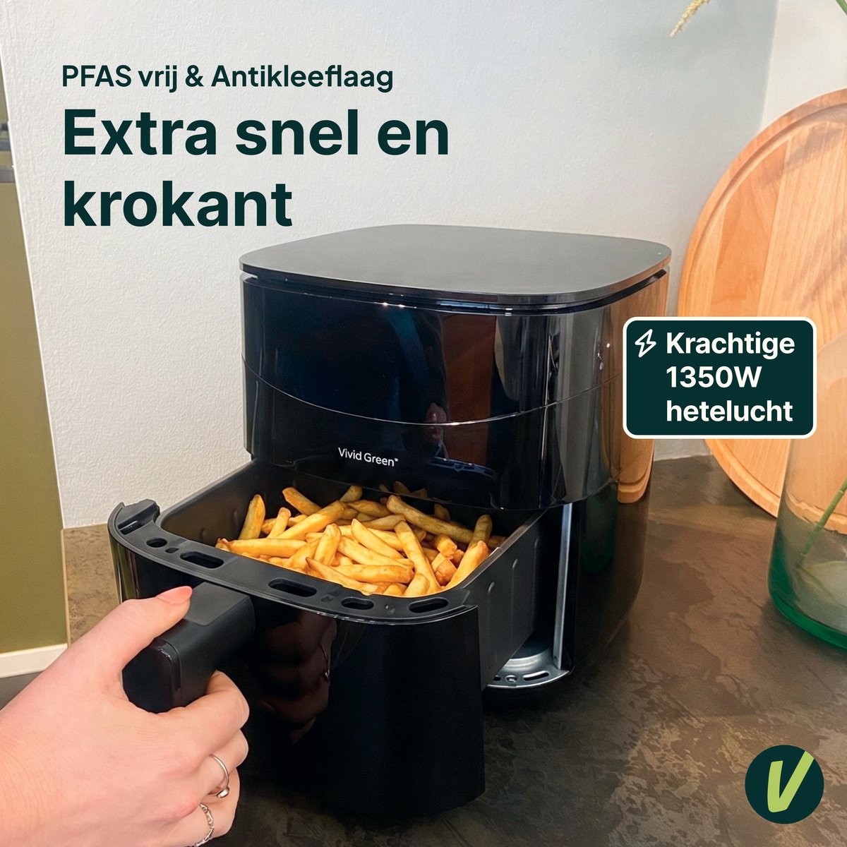 Airfryer 3L Airfryer met Dubbele Lade - PFAS-vrij - Vivid - afbeelding 2