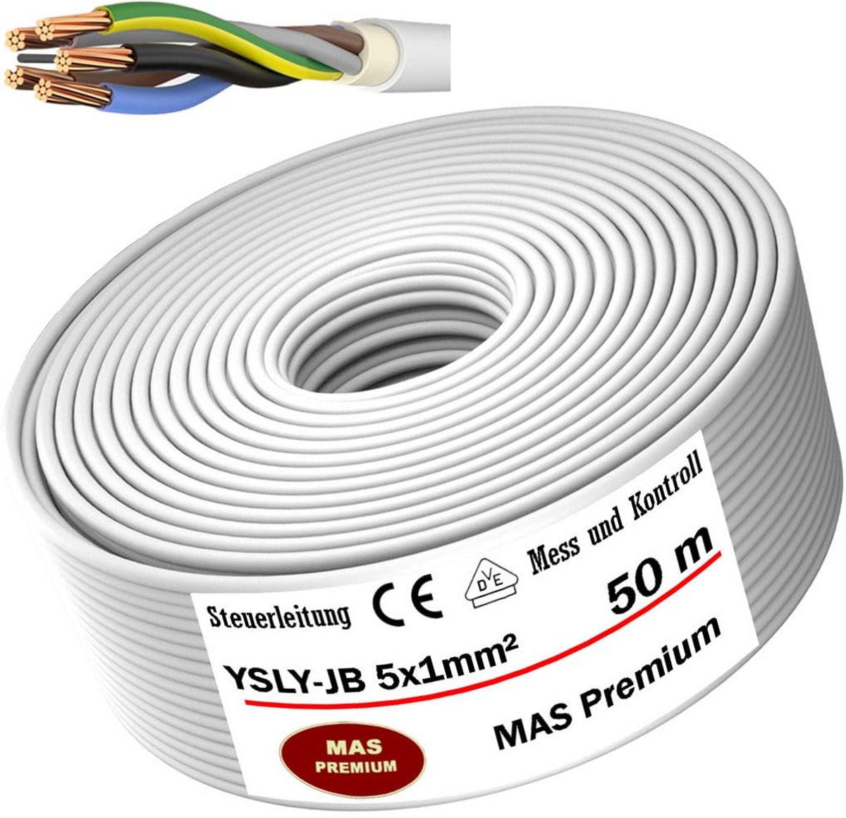 Flexibele Stuurkabel 5x1mm² voor Machinebouw, E-auto Laadbox en Meet- & Regeltechniek - Diverse Lengtes