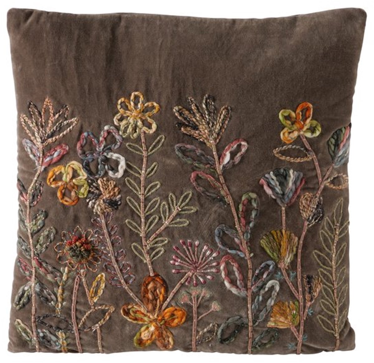Boltze - Kussen - Sierkussen - Steffy - Bruin - Bloemen - Handgeweven - Katoen - 45x45cm