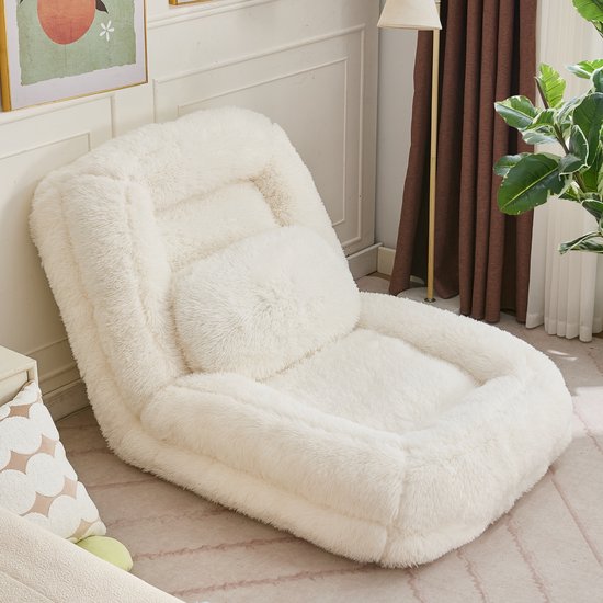 HAUSS SPOLE Canapé – Chaise de sol réglable à 5 positions – Convertible en canapé-lit – Pour jouer, lire et se détendre – Peluche beige