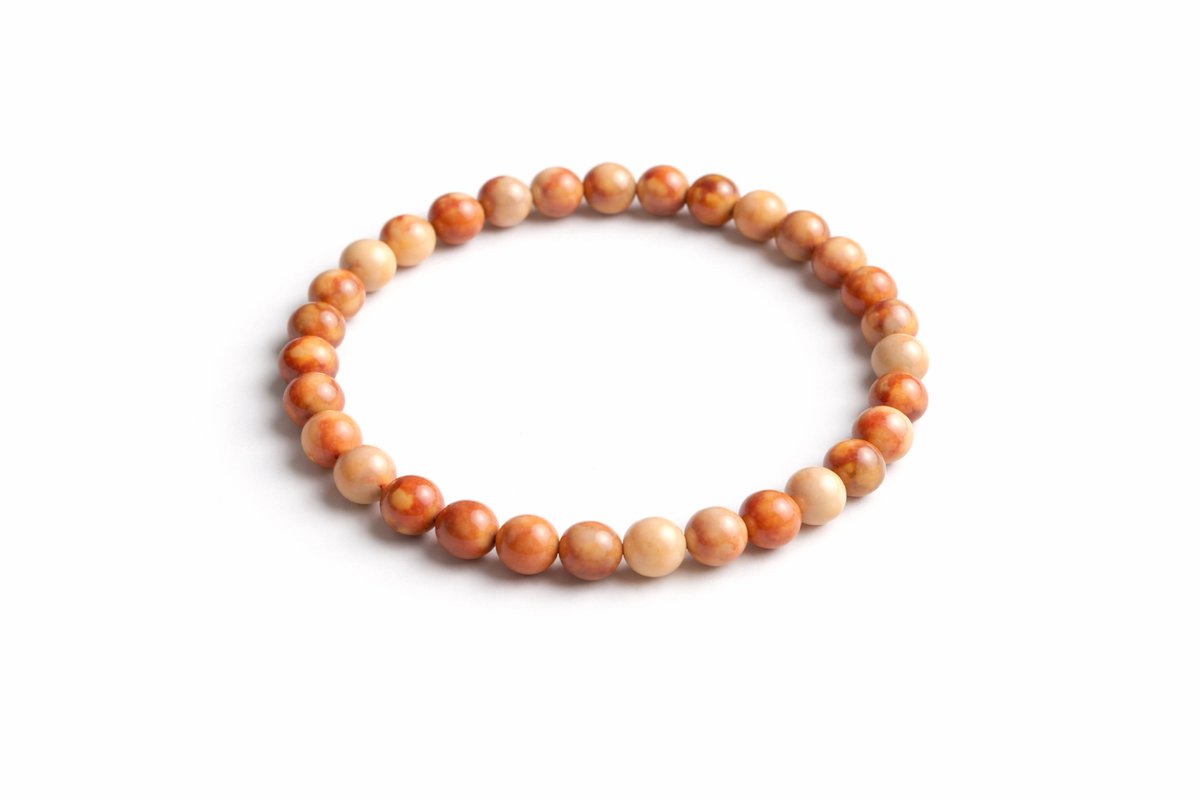 Rode Picasso Jaspis Armband 6 mm – Natuursteen – Diameter 16 cm – Uniek & Aards
