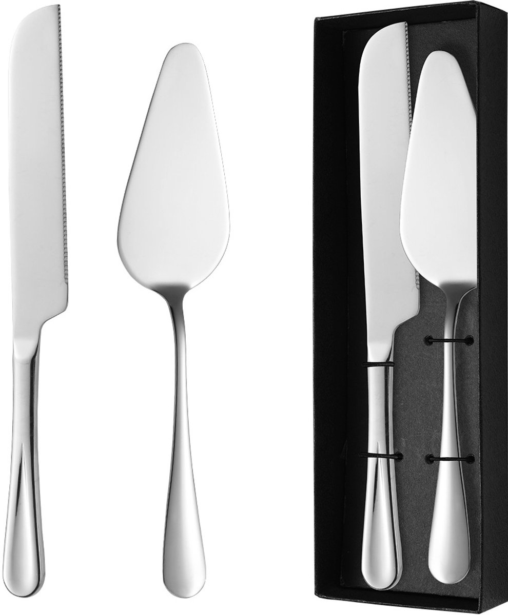 Taart Server Set 2 Stuks - RVS Dubbelzijdig Gezaagd - Zilver 25cm voor Bruiloft & Verjaardag