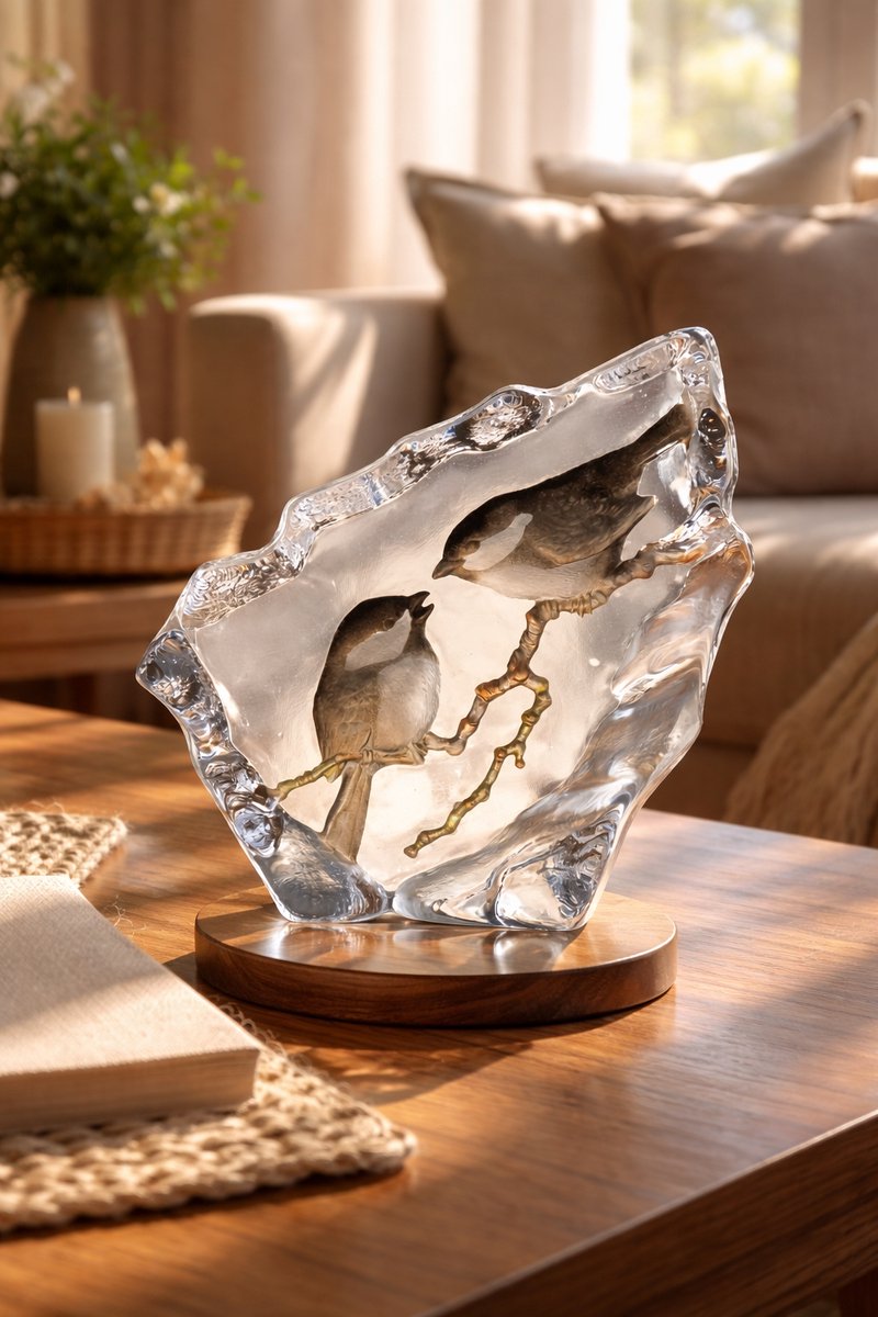Mats Jonasson Kristallen Sculptuur Met Mussen (zuiver Kristal) - Bruin - Voor Binnen - Staand