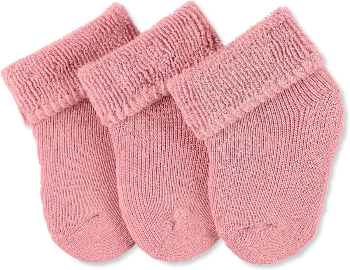 Eerste Sokken 3-pack Roze - Pluche Comfort voor Baby's vanaf Geboorte - Elastiekvrij met Afsluitende Manchet