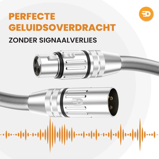 Drivv. Câble XLR Premium - Câble microphone - Mâle vers femelle 3 broches - 3 mètres - Argent