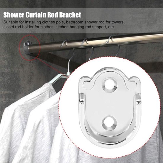 Flange Bar Holder - 2/4/6 Pack - Zinc Alloy Cabinet Pole Sockets - Flange Socket voor Wardrobe Bracket en Shower Curtain Rod van Merkloos — afbeelding 3