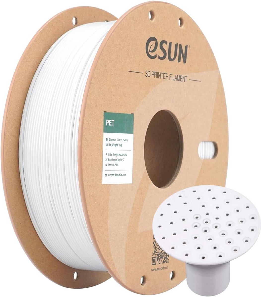 Hoogwaardig PET Filament 1.75mm voor 3D Printers, Wit, 1kg