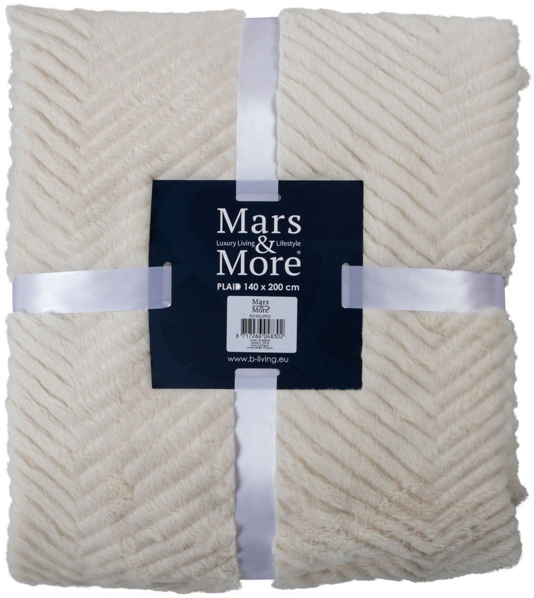 Mars & More Plaid Visgraat Off White 140x200cm Gebroken wit