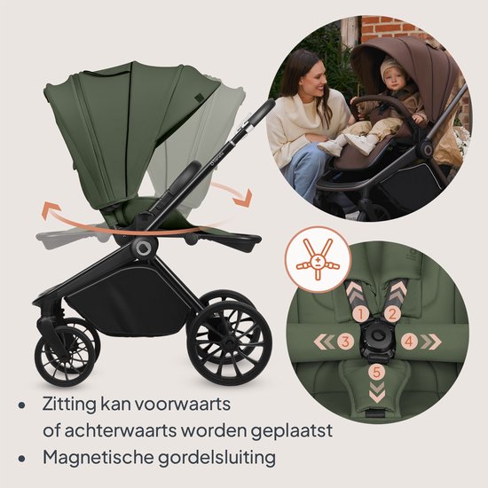 Lionelo Mika Plus Kinderwagen - All-Terrain Wielen - Lichtgewicht - Verstelbare Zitting - XXL Kap met UPF 50+ - Compact Opvouwbaar - Inclusief Accessoires van LIONELO — afbeelding 5