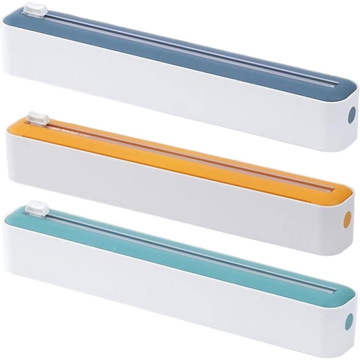 GELLDG 3 stuks Plasticfoliesnijder - dispenser voor plasticfolie - Folie- en foliedispenser - Met snijder - Geschikt voor plasticfolie, bakpapier en aluminiumfolie