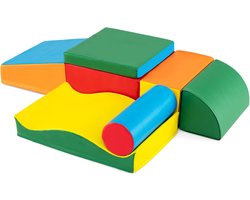 KOMFOTTEU 7 delig Schuimblokken - van kunstleer en schuim - Soft Play Foam Blokken - Reuze Bouwblokken - Montessori-klimblokken - voor kinderen