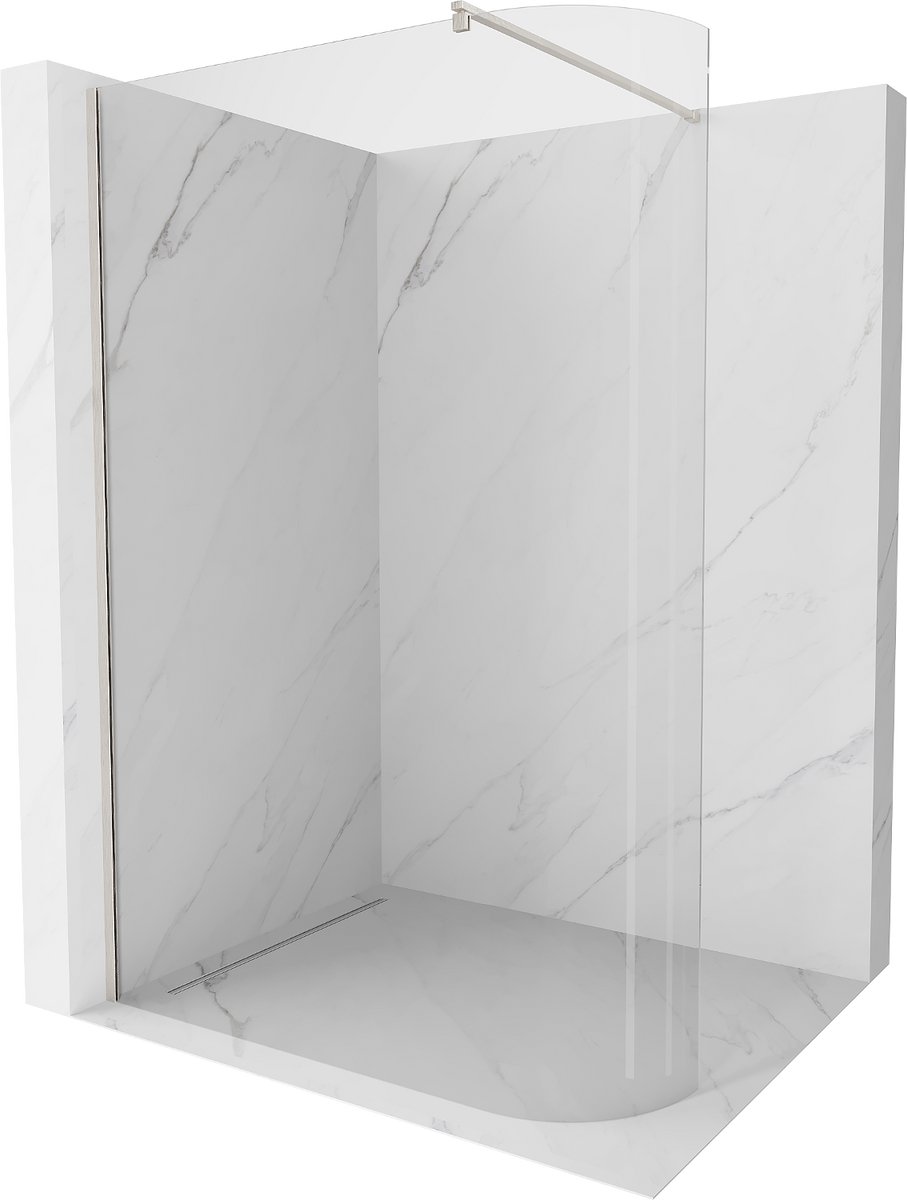 Mexen Kioto-R afgeronde douchewand Walk-in 90 x 200 , transparant 8 mm, geborsteld nikkel - 800-090-101-97-06