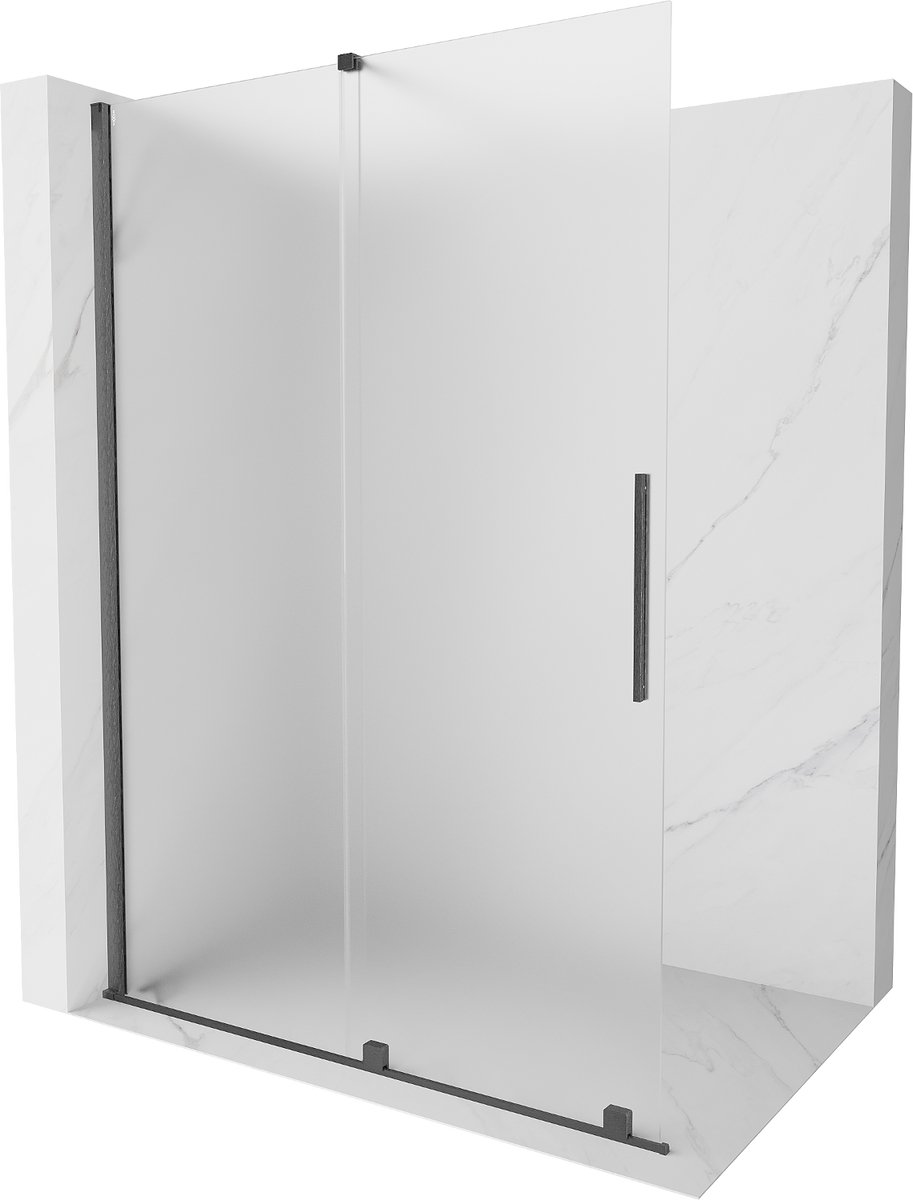 Mexen Velar schuifbare douchewand Walk-in 150 x 200 , ijs 8 mm, geborsteld geweergrijs - 871-150-000-33-66