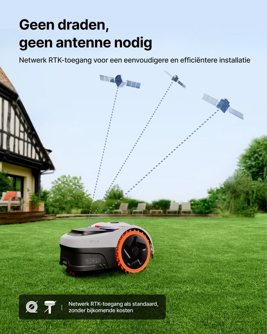 Segway Navimow i206 AWD - Robotmaaier - NRTK + Vision - Zonder Grensdraad & Zonder Antenne - Snelste & eenvoudige Installatie - 600m² - driewielaandrijving - 45% Helling - AI Obstakelvermijding -Super Stil 59dB-3 Jaar Garantie