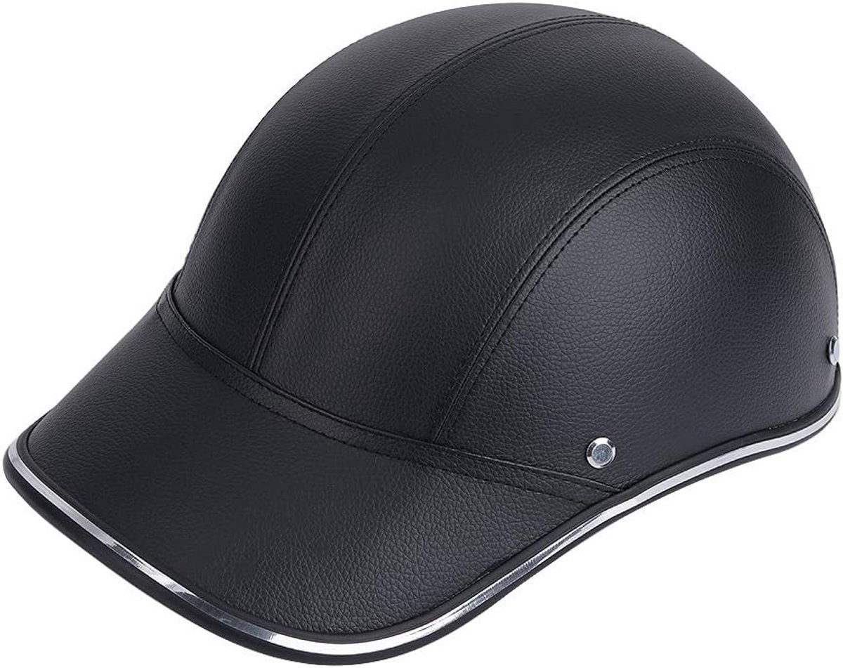 Half Open Motorhelm Baseball Stijl met Verstelbare Band Zwart