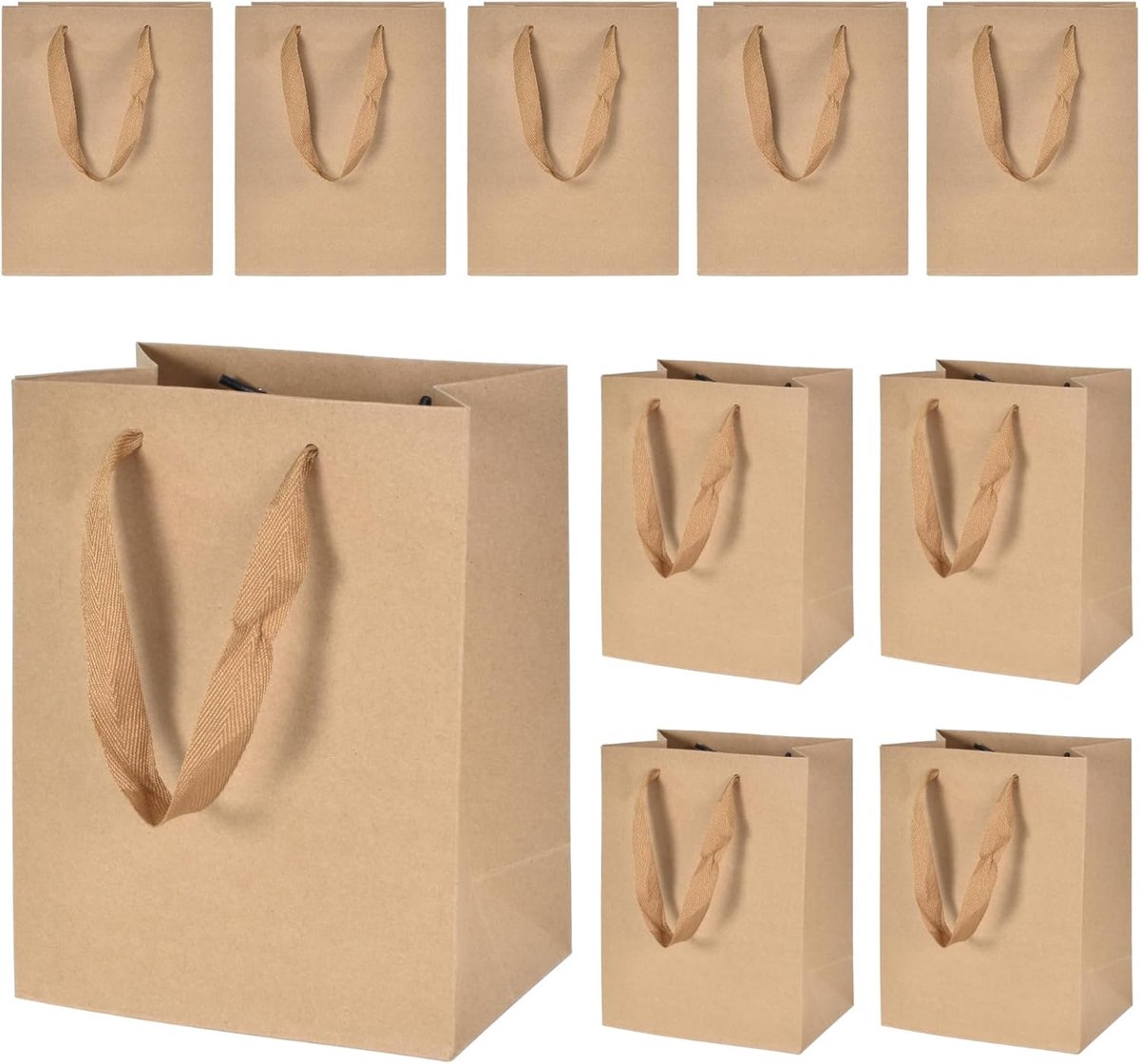 Imperatoris - Geschenktas - bruin - Cadeauverpakking - Cadeaupapier - Cadeautasjes - Papieren Tassen - Gift Bag - Met Handvat - Kraft Tas - 18 x 10 x 23 cm - 10 Stuks