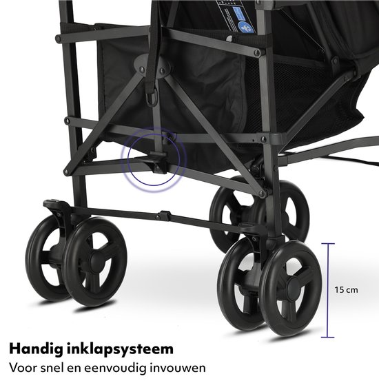 Mooiys Zeke Buggy - Paraplu Buggy - 5-Punts Gordel - Geschikt voor Kinderen tot 22 kg - Zwart van Mooiys — afbeelding 5