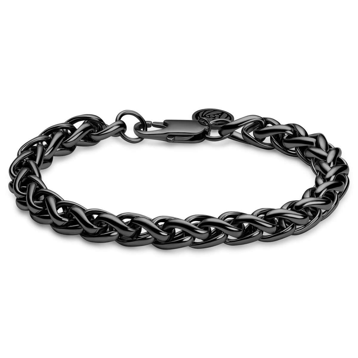 Essentials | 8 mm Gunmetal Zwarte Armband met Vossenstaart Schakels