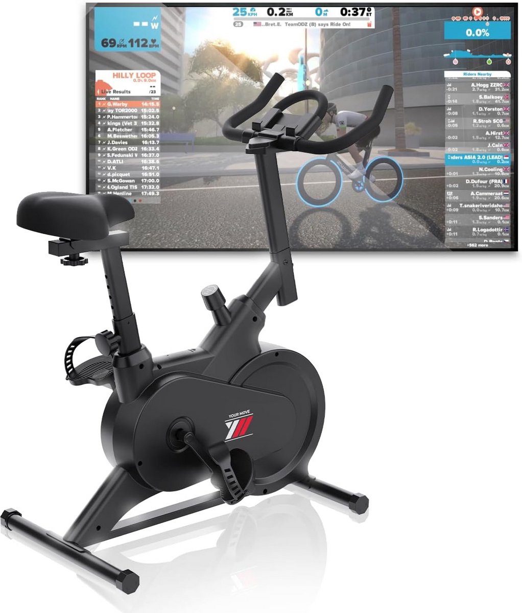 Compacte Hometrainer met Tablet-/Smartphonehouder en Bluetooth - Synchroon met Fitness Apps