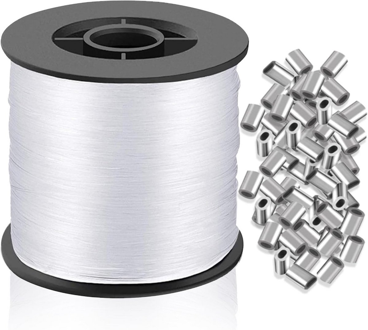 Sterke Transparante Nylon Visdraad 200m (0.8mm) - Inclusief 100 Aluminium Klemhulzen