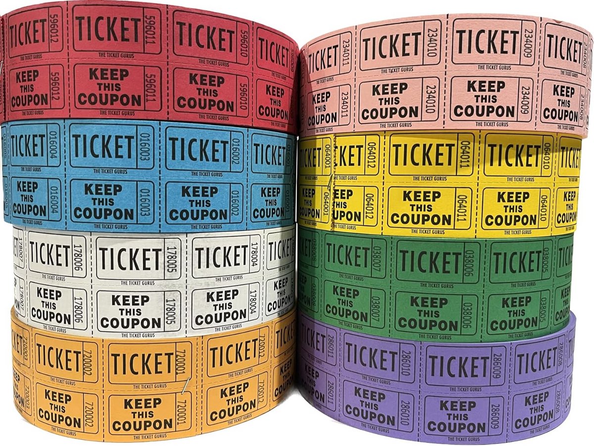 Loterij Tickets Set - 4 Rollen met 8000 Dubbele Stuks voor Tombola of Bingo