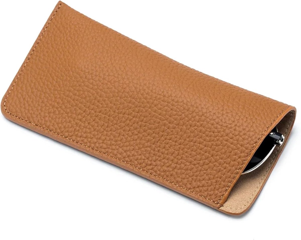 Brillenetui voor mannen en vrouwen, opbergstandaard voor zonnebrillen, ultradun etui, beschermdoos voor brillen (bruin)