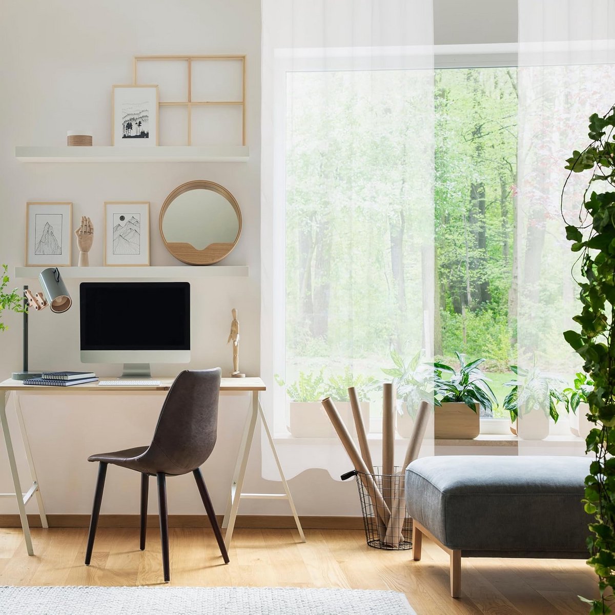 Transparant Gordijn Met Metalen Oogjes 140x260 cm - Moderne Witte Vitrage voor Woonkamer e