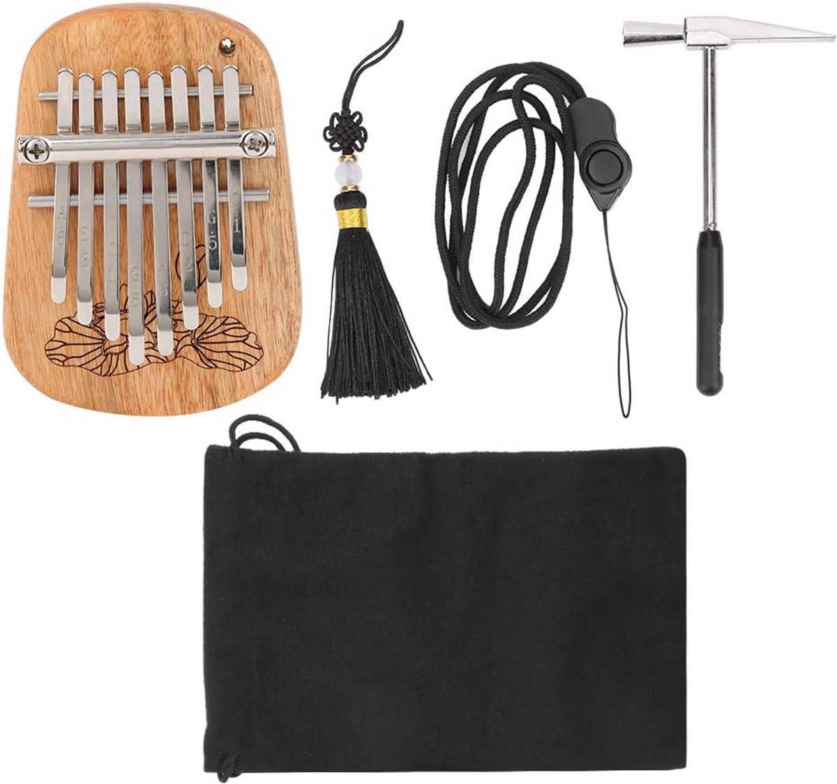 Kalimba Thumb Piano - 8-kanaals Percussie-instrument van Kamferhout met Hanggat