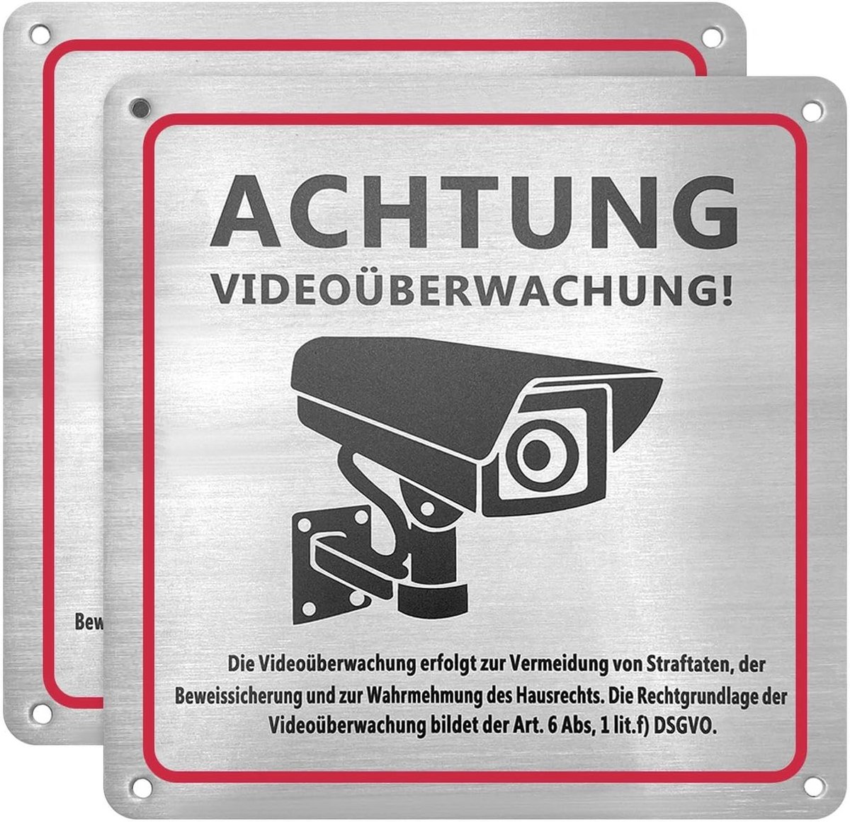 Waarschuwingsborden Camerabewaking 2 Stuks 15x15cm Aluminium Bord voor Privé Terrein