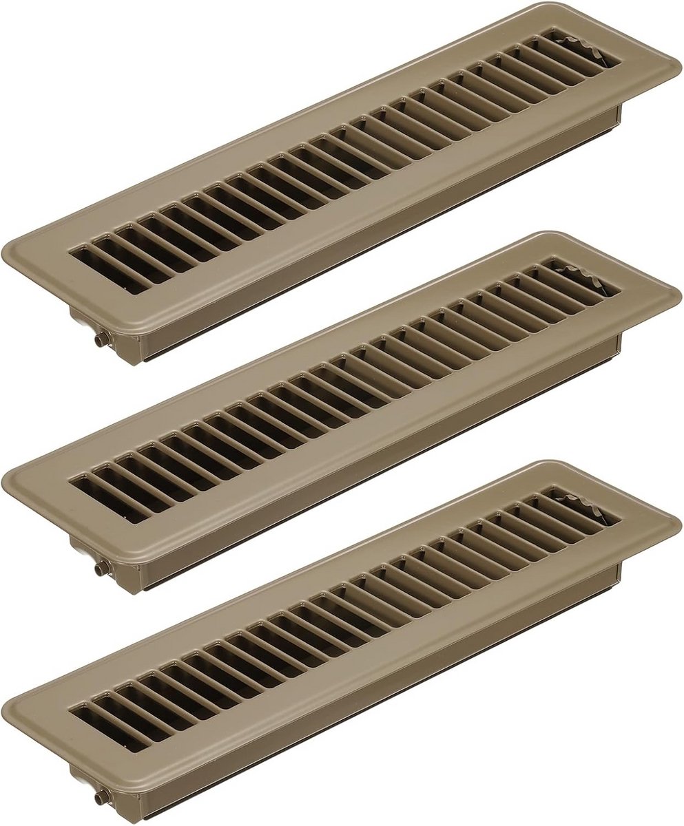 3 Stuks Verstelbare Vloerroosters Bruin - Heavy Duty Ventilatieopeningen voor Vloer en Zijwand