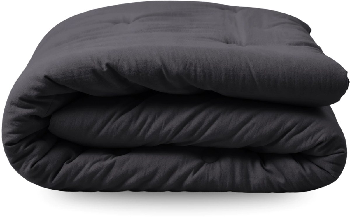 Zelesta Japandibed Katoen Mousseline - Dekbed zonder overtrek katoen - Wasbaar dekbed - Met vaste overtrek - Anthracite - 240x200cm