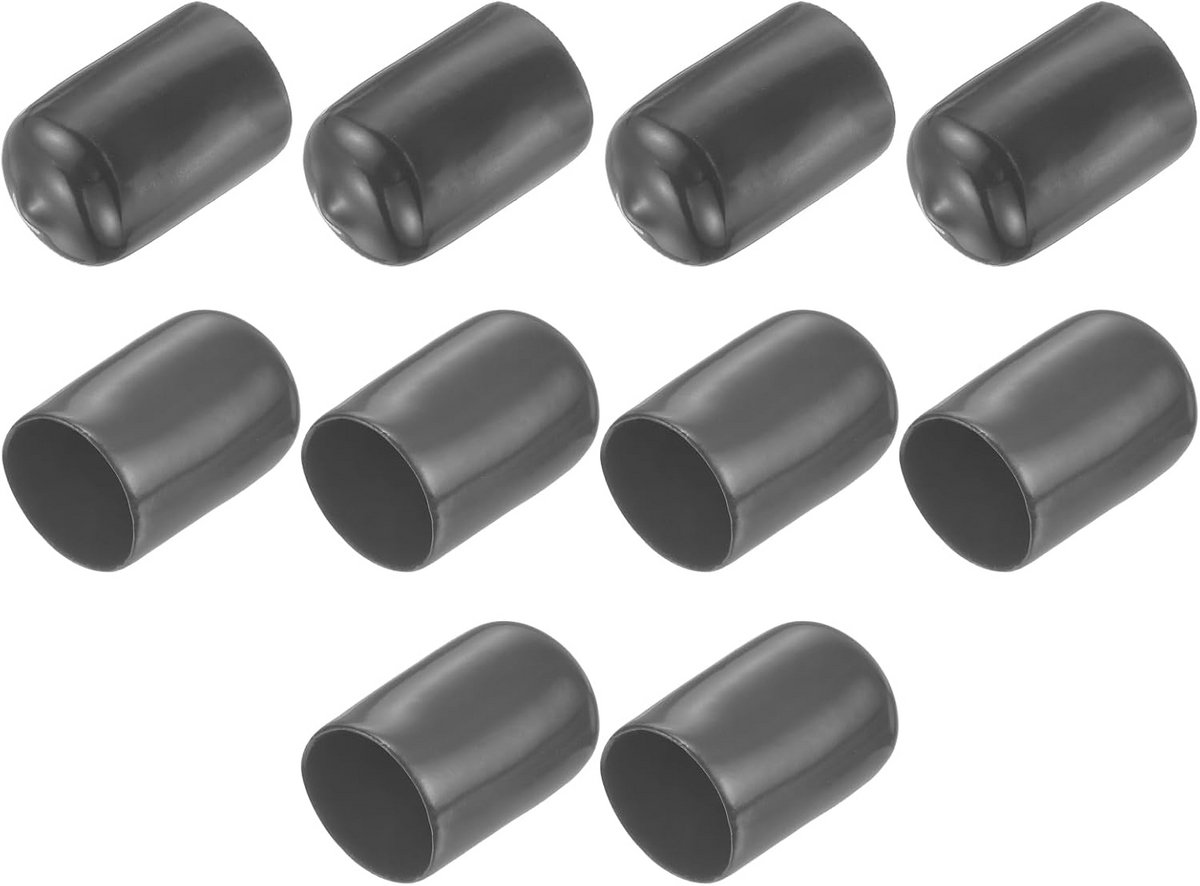 10 stuks rubberen doppen 17 mm ID vinyl ronde eindkappen schroefdraad beschermkap donkergrijs