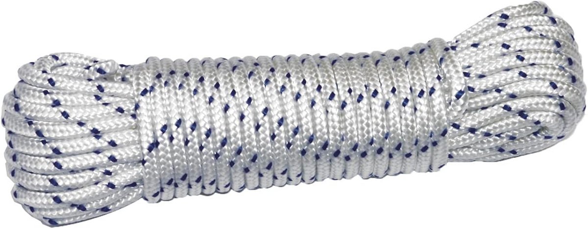 Robuust Gevlochten Nylon Touw Wit Blauw Multifunctioneel Koord voor Nautisch, Vissen of Bouw
