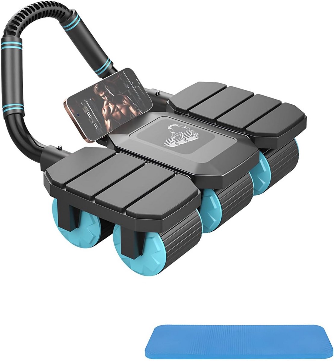 Buikroller met Automatische Rebound en 6-Wielaandrijving - Core Trainer tot 150 kg met Telefoonhouder