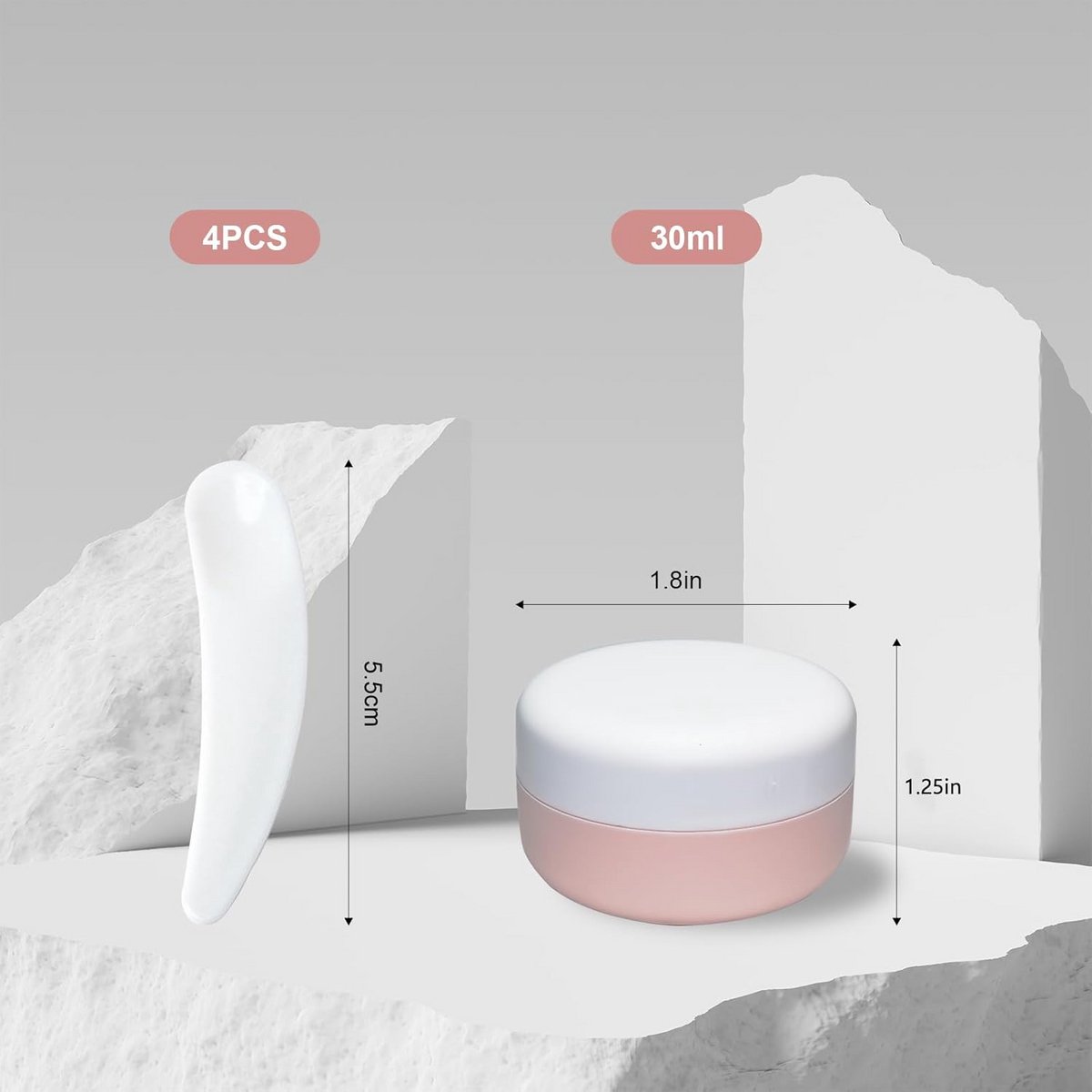 Set van 4 navulbare siliconen potjes 30ml met mini-spatels voor cosmetica en reizen
