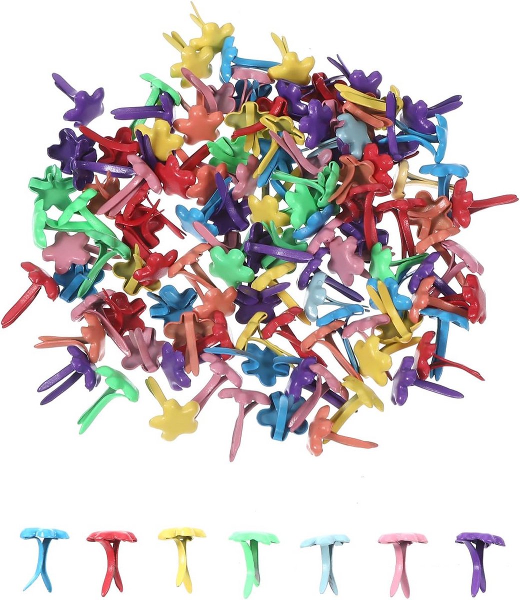 200 Stuks Mini Bloem Scrapbooking Bradjes: Decoratieve Sluitingen voor Knutselen en Papierwerk