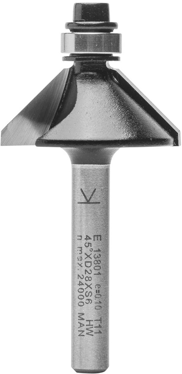 Freesset met 45° Hoek, Hardmetaal, 6mm Diameter, voor Houtbewerking