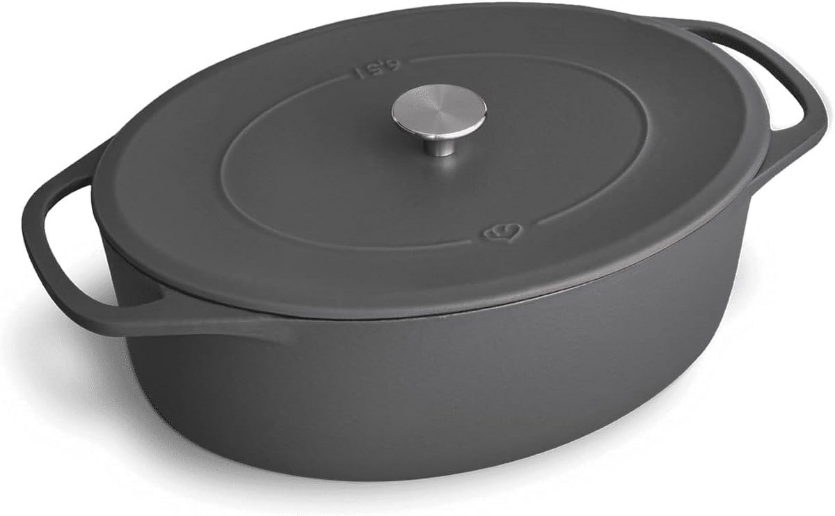Gietijzeren Cocotte met Deksel 6,5L - Ovenvaste Braadpan voor Inductie en Stoven