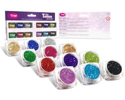 Glitterpoeder Set - 12 TOP Kleuren voor Tattoos & Nageldecoratie - 12 x 2,5 ml 1 Stuks [TY50087]