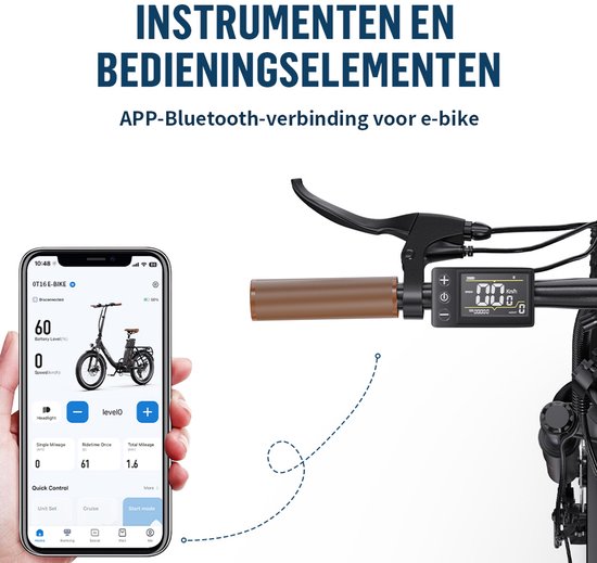ONESPORT Vouwbare Elektrische Fiets - Max. 90 km Bereik - 816Wh Accu - 20” Banden - Shimano 7 Speed - Schijfremmen - Wit van ONESPORT — afbeelding 5