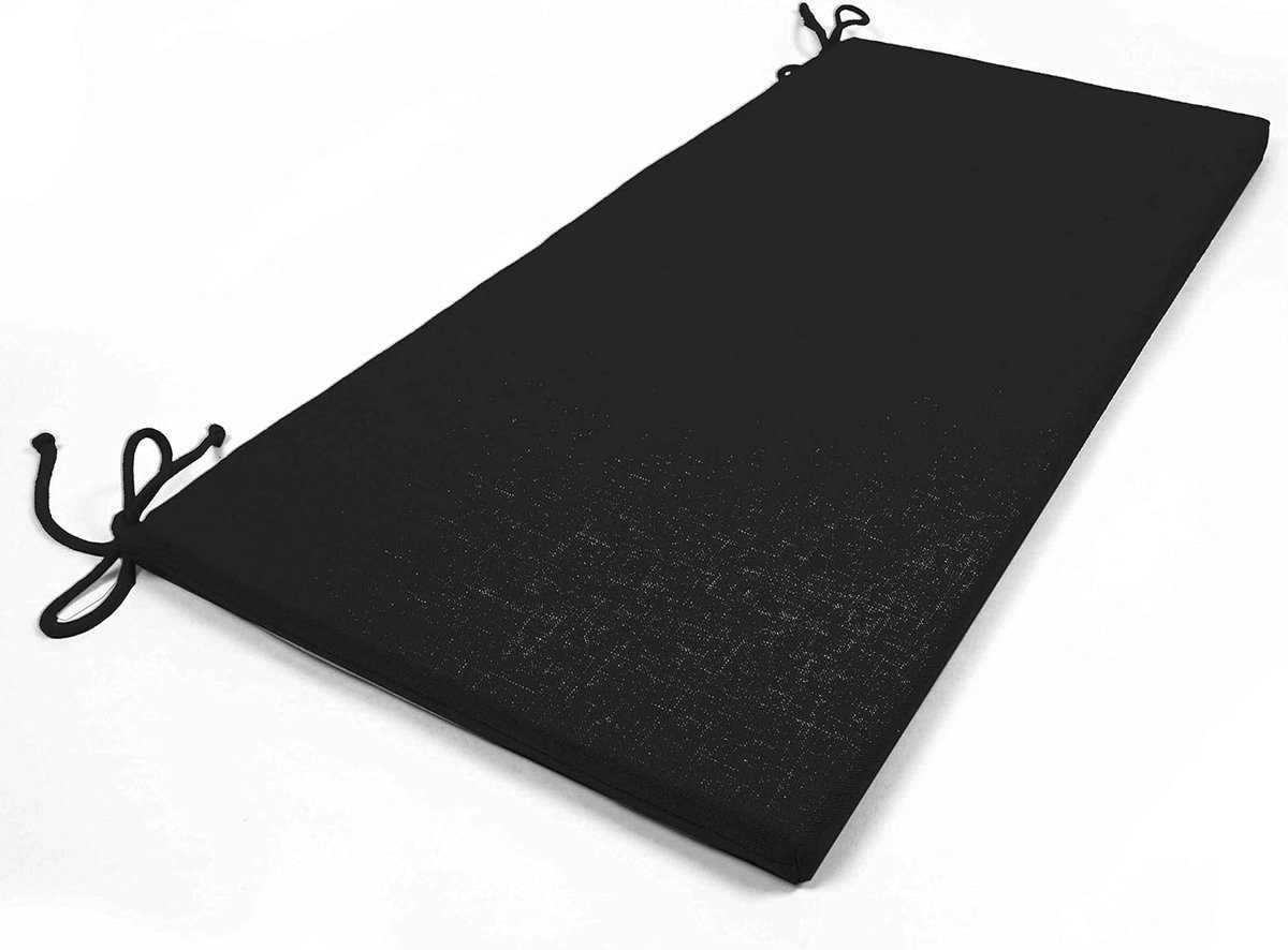 2x Rechthoekige Zitkussens met Antislip Bevestiging - Zwart Tuin- & Keukenstoelkussen 30x50 cm