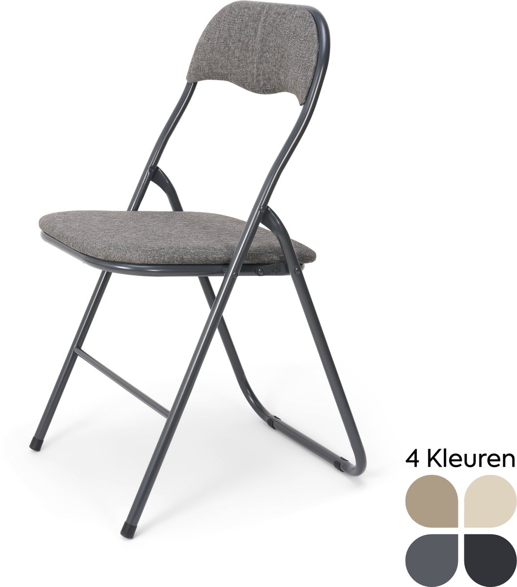 Trendy Meije® Nova Klapstoel - Grijs - Linnen - Inklapbaar - Zithoogte 45 cm - Opvouwbare Stoelen - Vouwstoel