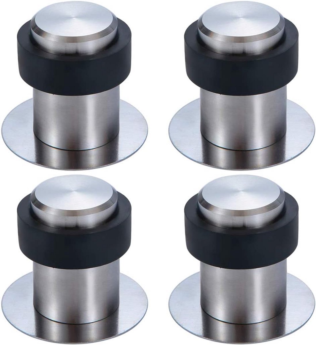 4 Stuks Vloer Deurstopper RVS met Rubberen Bumper Geen Beschadiging Installatie