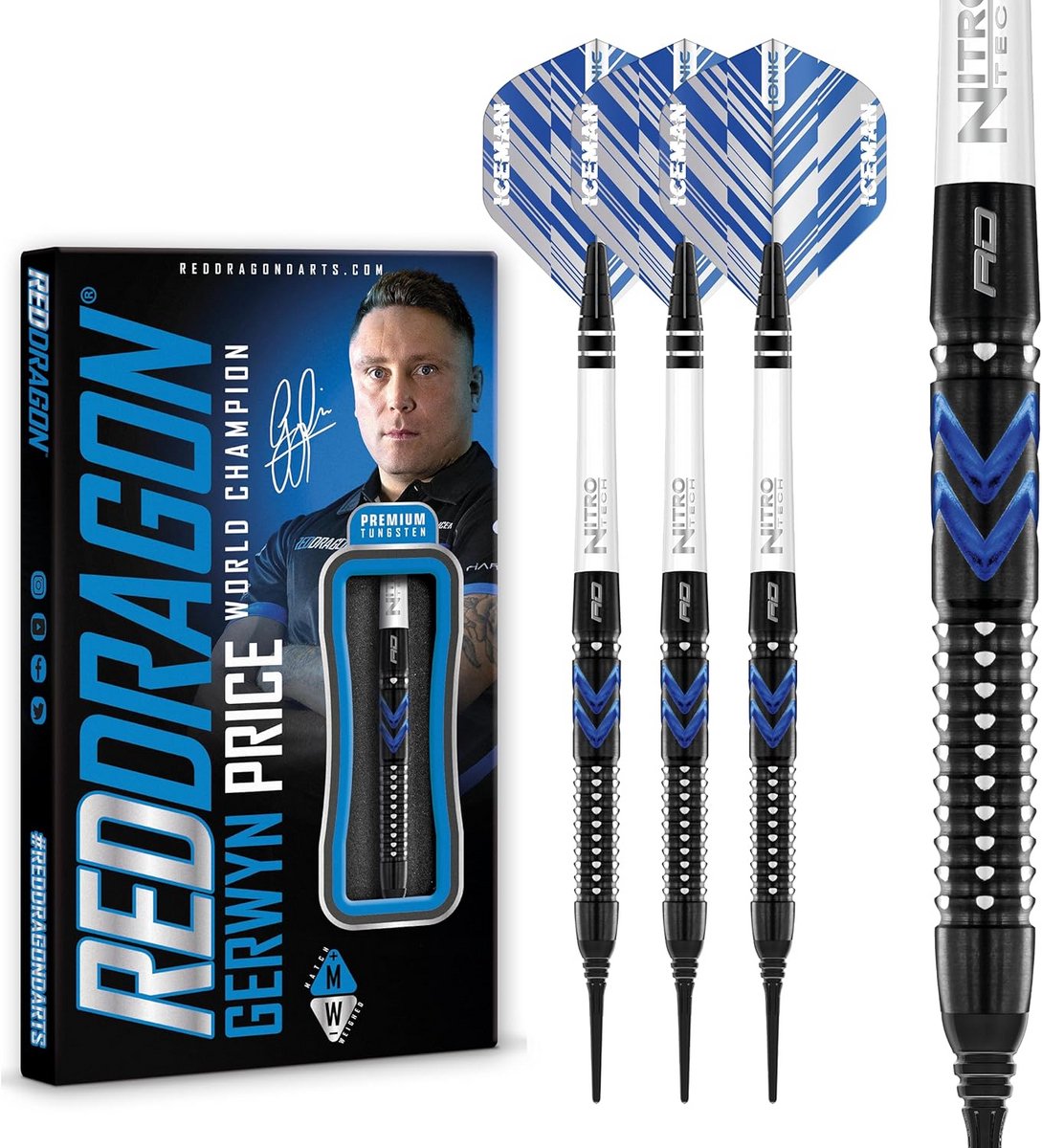 Softtip Darts Set 90% Tungsten Professioneel (Blauw)