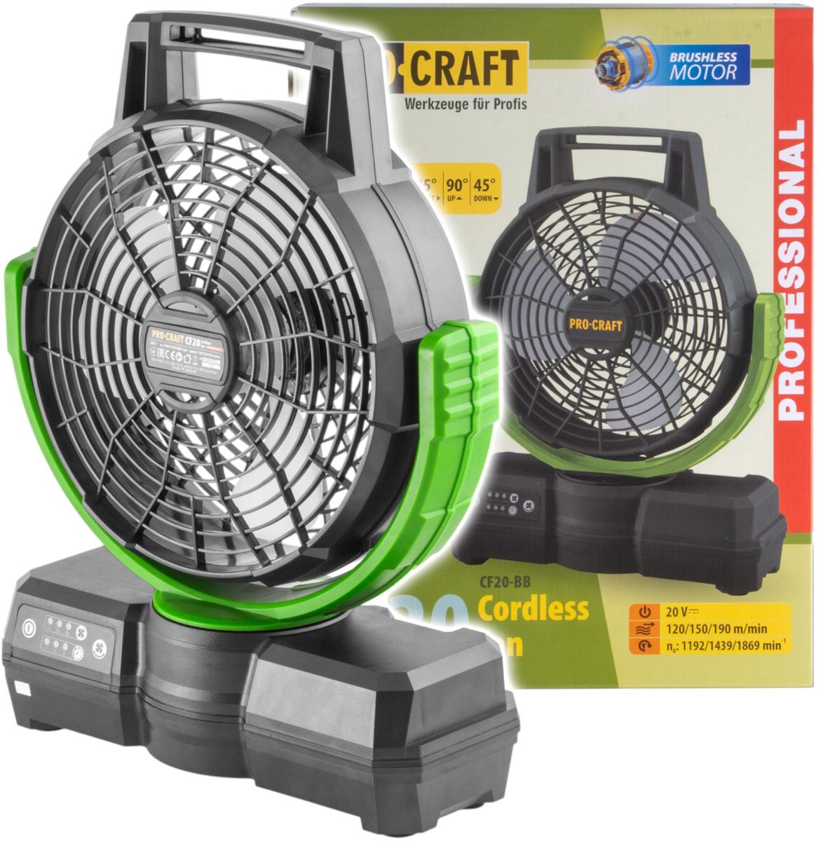 Procraft CF20bb accuventilator 20 V 235 mm Solo - zonder accu, zonder oplader