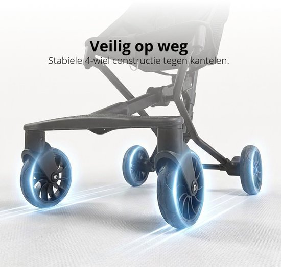 Lichtgewicht Buggy & Reisbuggy - Compact inklapbaar Kinderwagen - Opvouwbaar Wandelwagen - Tot 30kg Draagkracht - Stabiel 4-Wiel Design & Anti-Schok - Ideaal voor Camping & Auto - Oersterk Aluminium Frame - Eenhands Inklapbaar - Zwart van Merkloos — afbeelding 5