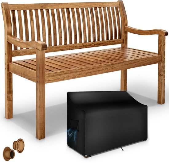 tillvex Banc de Jardin en Bois Résistant aux Intempéries 150 cm avec housse | Banc de parc en bois Massief | Banc de balcon pour 3-4 personnes | Canapé d'une capacité de charge de 320 kg | Meubles de Jardin en Bois