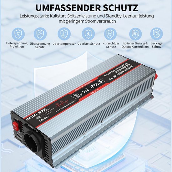 Omvormer 12v 230v Zuivere Sinus - Spanningsomvormer - 200W - Adapter