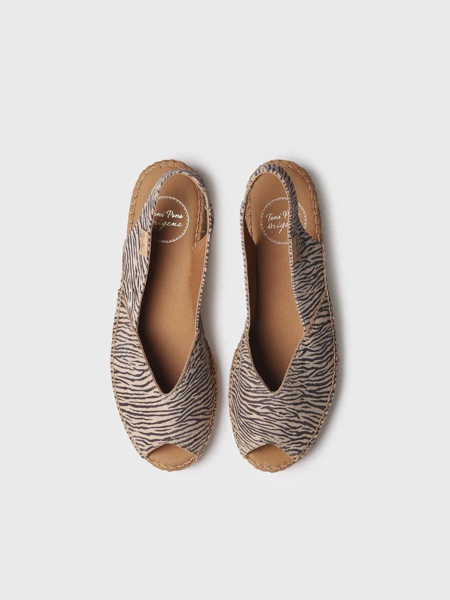 Espadrilles met sleehak voor dames in leer met dierenprint | BERNIA-ZB
