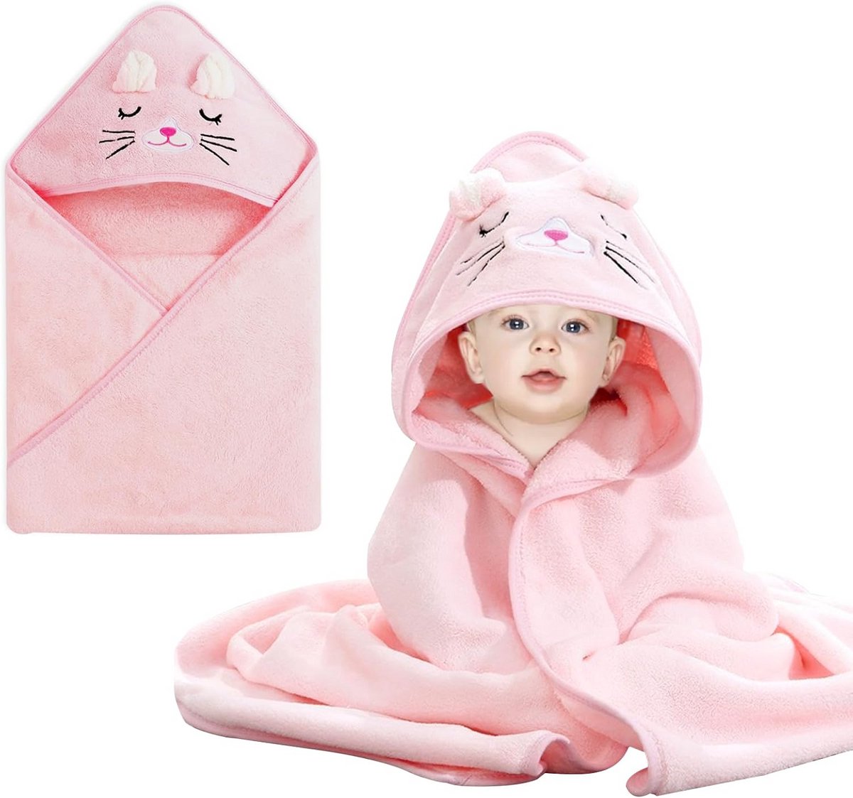 Zachte Babyhanddoek met Capuchon 80x80 cm voor Pasgeborenen en Baby's